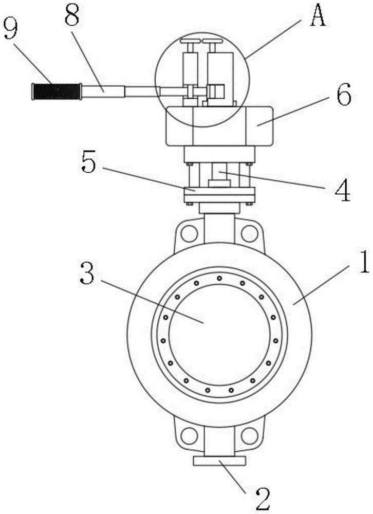 对夹式硬密封蝶阀的主视结构图
